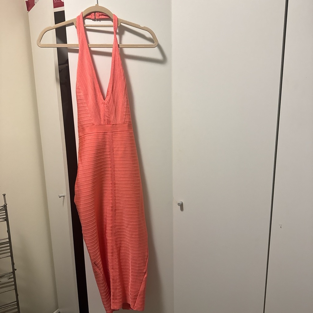 Fashion Nova Strapless Coral Dress